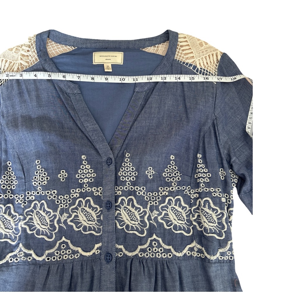 Moulinette Soeurs Blue and Cream Midi Dress - Picture 3 of 6